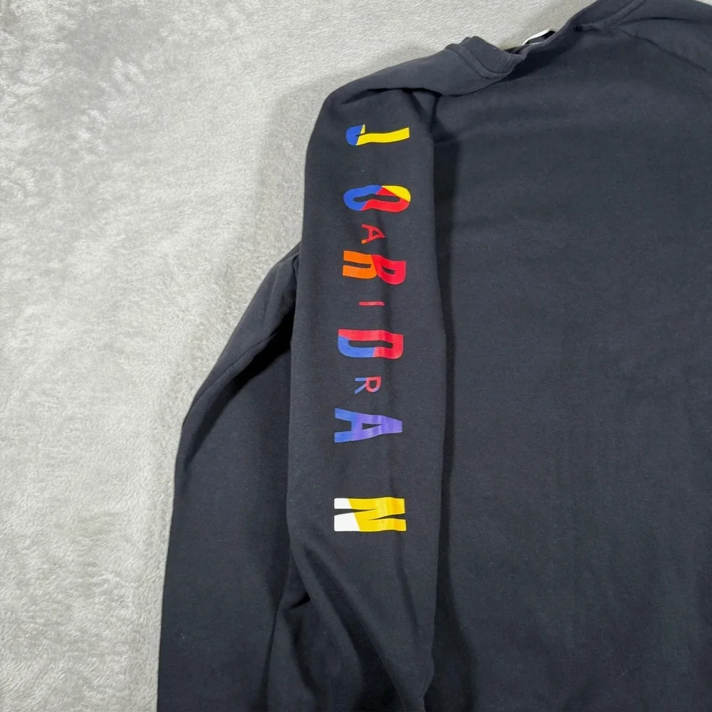 Air Jordan Rainbow Jumpman Sweatshirt Mens‎ XL Black Crewneck Fleece AV0044-010